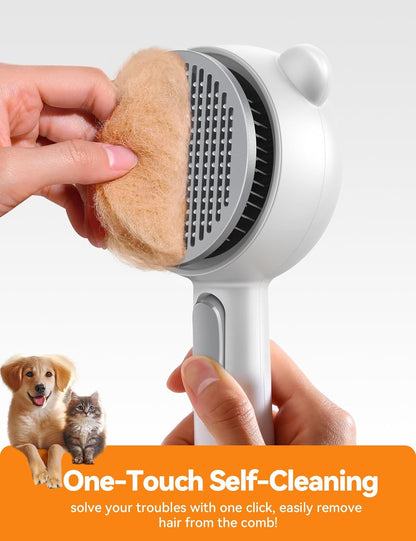 Cat Steam Brush, Brushes for Indoor Cats with Release Button, Dual Speed Spray USB Rechargeable Grooming Supplies, Cat Brush for Shedding Suitable for All Long-haired and Short-haired Pets
